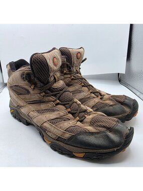 Merrell Moab 2 Mid Ventilator Mens Size 13 Brown Hiking Boots Vibram Camping